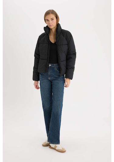 DeFacto Regular Fit Şişme Mont Fermuarlı Cepli E7385AX24WNBK27 Siyah