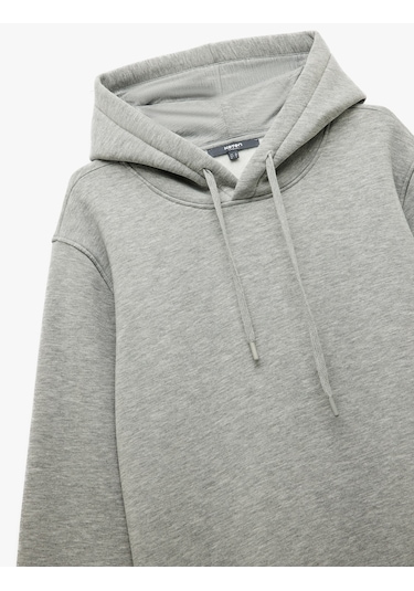 Koton Şardonlu Uzun Kollu Basic Kapşonlu Sweatshirt Gri 6wam70015mk Gri