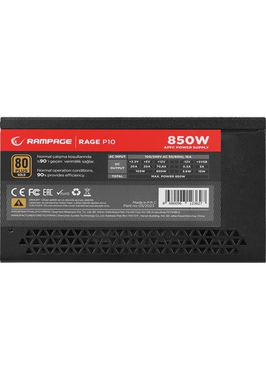 Rampage RAGE P10 850W 80+ Gold Güç Kaynağı