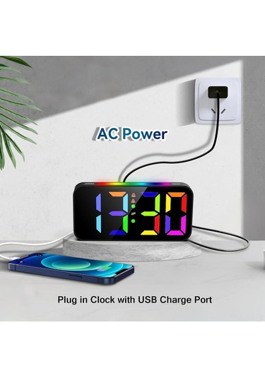 Folinda Rgb Led Renkli Saat Ve Gece Lambası - 8 Işıklı Mod, Çift Alarm, Aydınlatma Seviyeleri Ayarlanabilir Diğer
