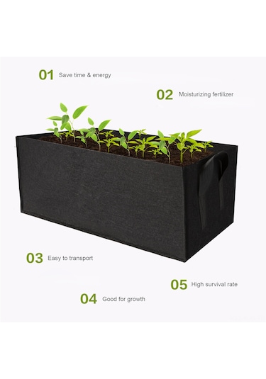 Jeehugo Kırmızı Dikdörtgen Felt Bitki Yetiştirme Çanta, 40x30x20cm, Ev Ve Bahçe İçin, İyi Su Tüketimi, Kök Solunum, Taşınabilir Kollü