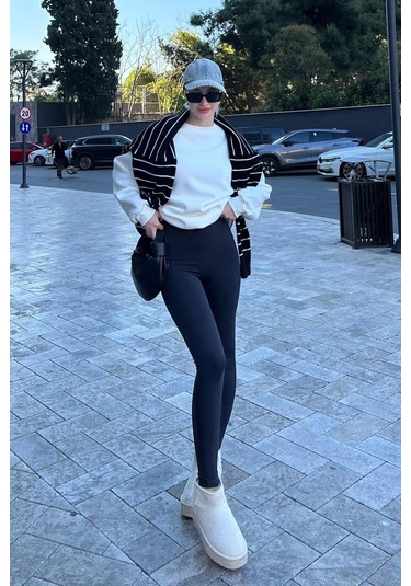 Madmext Boyalı Gri Yüksek Bel Kadın Tayt Mg2230 Boyalı Gri