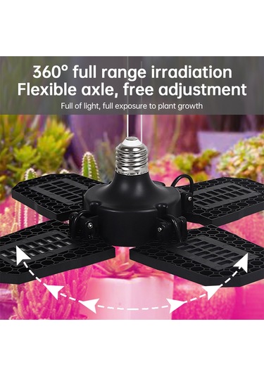 Teltree 240 Led Tam Spektrumlu Bitki Büyüme Lambası, 360 Kapsama, 90 Katlanabilir, Su Geçirmez, E27 Bağlantılı Diğer