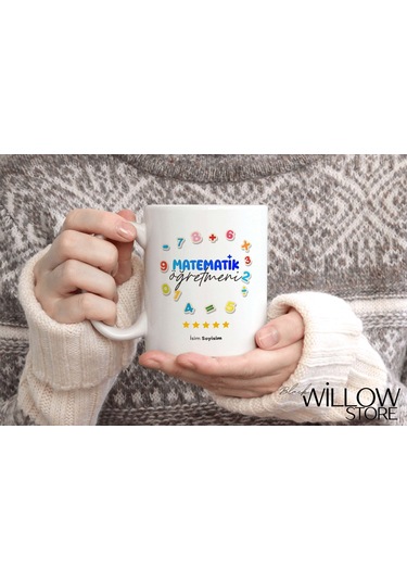 Matematik Öğretmeni Temalı Kişiye Özel Seramik Kupa Bardak Beyaz