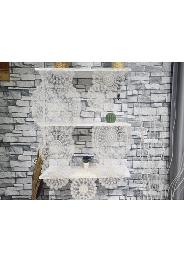 Çeyiz Diyarı Çiçek Kordonlu 5 Parça Salon Takımı Krem