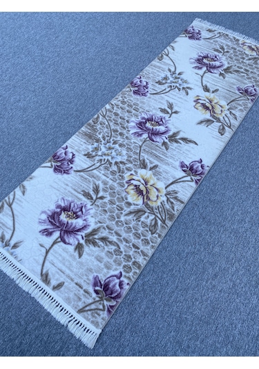 Mor Sarı Kesme Halı 120x240 Akrilik Saçaklı Halı