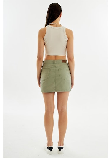 Kadın Mini Kot Etek Yeşil-yeşil Yeşil