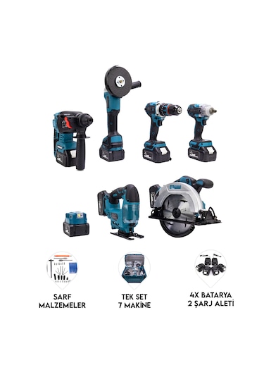 Chelikbei 36V Akülü Vidalama Seti 7'li Mavi