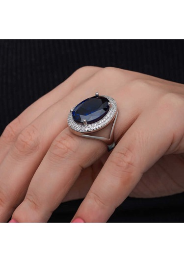 Casera's Gümüş Safir Taşlı Kadın Yüzük Csr2185505 Gümüş