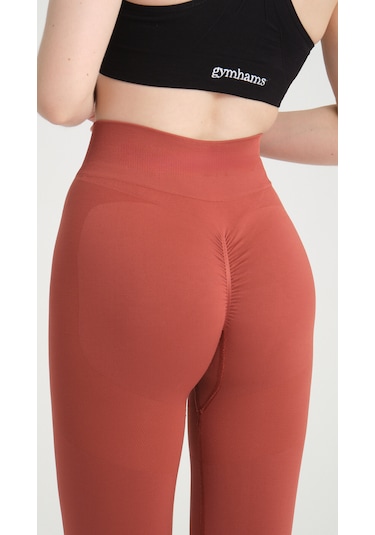 GymhamsKiremit Kalçası Büzgülü Kalça Şekillendirici Push Up Yüksek Bel Toparlayıcı Spor Tayt