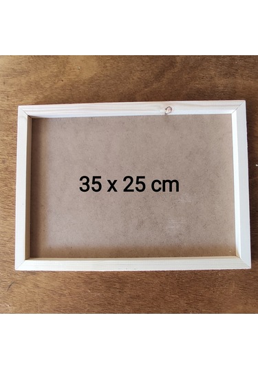 35x25cm Ham Ahşap Çerçeveli Pano Camsız - Arkalık Sabit
