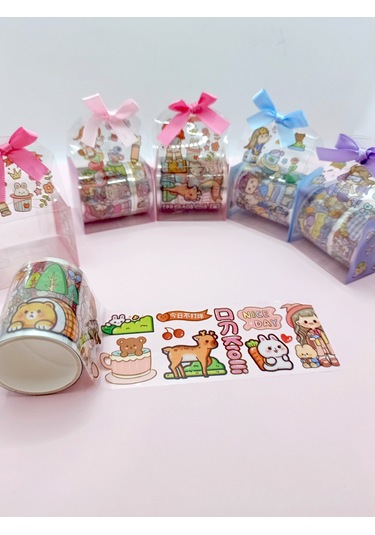 Fiyonk Çantalı Süslü Kız Şeffaf Desenli Bant - Pembe 1