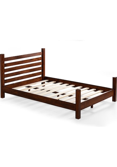 Elegans İthal Çam Masif Ahşap Karyola Ceviz Renk 100 200
