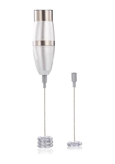 Dancemonkey 2 Adet Elektrikli Süt Köpürtücü Paslanmaz Çelik Mikser, Silikon Kapaklı Beyaz