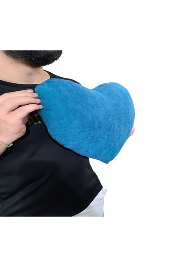 Ozclife Kalp Yastığı %100 Pamuklu %100 Boncuk Elyaf - Mavi