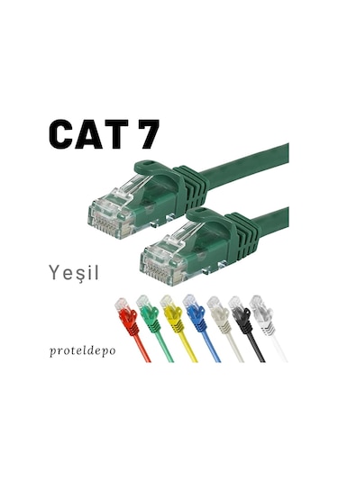 IRENIS CAT7 Kablo Ethernet Lan Ağ Kablosu, 3 mt Yeşil