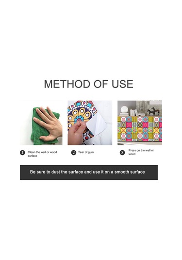 Reedark "su Yapışkanlı Pvc Duvar Çıkartması - Su Geçirmez, Yağ Dayanıklı, Çizilmeye Karşı Dayanıklı Dekorasyon 10x10cm " Çok Renkli