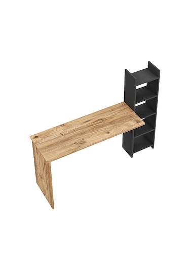 Kitaplıklı Fonksiyonel Çalışma Masası Atlantik Çam- Antrasit Gri