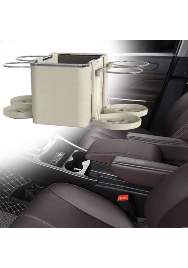 Magideal Suntek Araba Kol Dayama Saklama Kutusu Bej-4'lü-bardaklık
