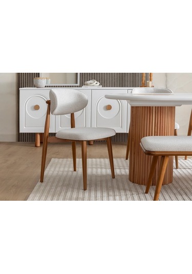 Sierra İskandinav Oval Natural Ahşap Bohem Masa 90x180 Naturel - Beyaz