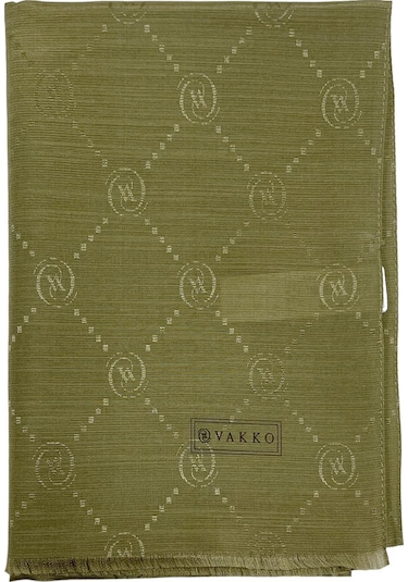 Vakko Pamuk İpek Şal - Monogram - Haki - Haki