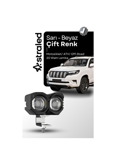 Çift Renk Sarı Beyaz 60 Watt Motosiklet Atv Off Road Led Lamba