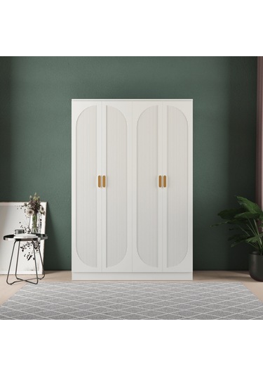 Soho 4 Kapaklı Eko Bazalı Gardırop - Mdf Kapak Beyaz