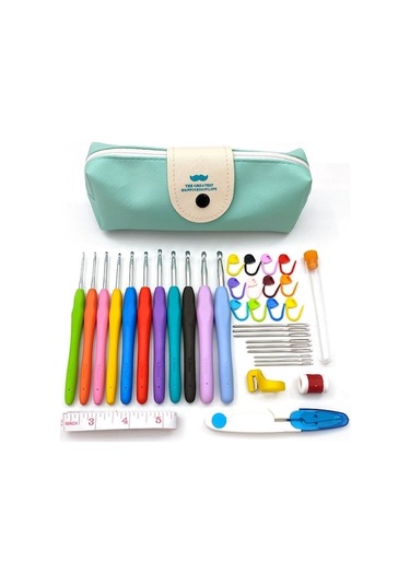 Rogfer 36 Adet / Takım Yeşil El Yapımı Dıy Kazak Örgü Tığ İşi Araçları Malzeme Seti