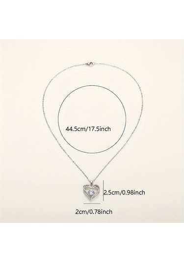 Çift Kalpli Bayan Kolye Gümüş