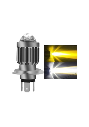 Mercekli Led Ampül 12v 35/35 W P43t H4 Çift Devre Sarı - Beyaz