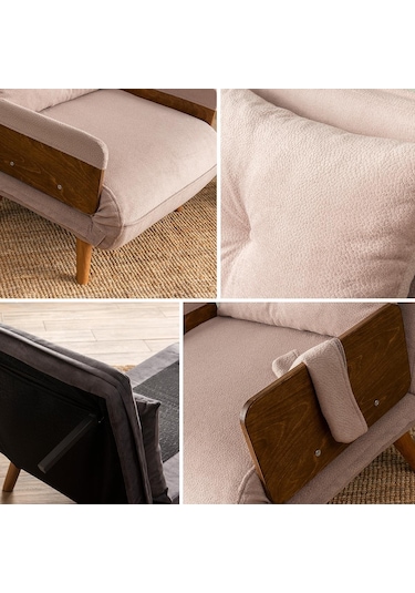 Pafu Cosmo Tekli Katlanır Yataklı Koltuk Bohem Vizon Vizon