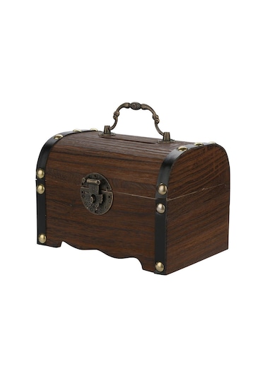 Yaratıcı El Yapımı Ahşap Kumbara Para Kutusu Tasarrufu Kilitli Ahşap Oyma