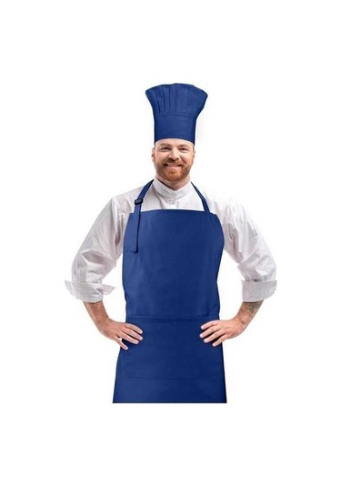 Fastbuy Mutfak Şef Önlük & Şapka Seti, 2 Cepli, Ayarlanabilir, Pamuklu, Mavi Diğer
