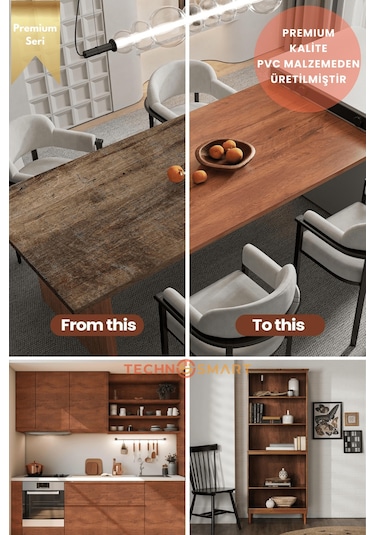 Technosmart 60cmx500cm Premium Kendinden Yapışkanlı Doğal Ahşap Görünümlü Pvc Kaplama