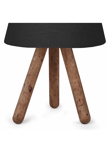 Homing Tasarım Ahşap Antrasit Kumaş Başlıklı Abajur Ayd-3169 Antrasit