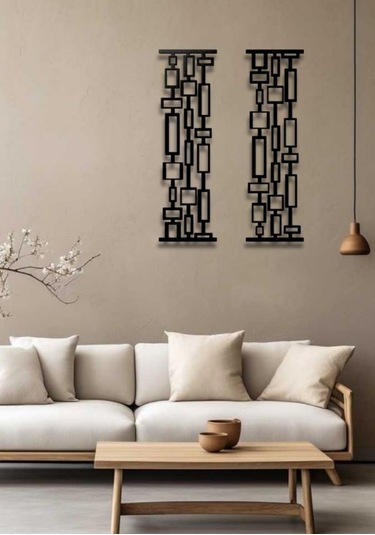 Geometrik 2 Li Metal Duvar Dekoru Seti 24x70
