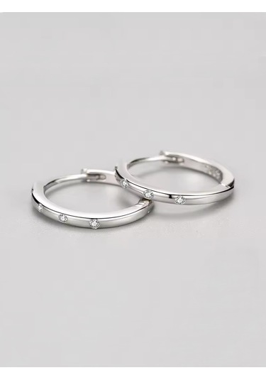 Timeless Series Işıltılı Taşlı Zarif Halka Kadın Gümüş Küpe