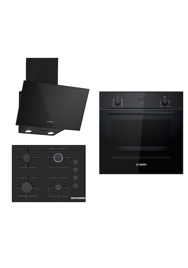Bosch HBF512BB1T - POP7C6P30O - DWK63PJ60T Siyah Ankastre Set