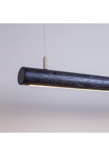 Silindir Siyah Modern Ahşap Aydınlatma - Minimal Led Sarkıt Avize Siyah