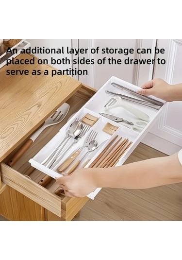 Trendooze Gaojunshop01 Beyaz 1 Adet Çekmeceli Genişletilebilir Organizatör Mutfak Kozmetik Kutusu Beyaz