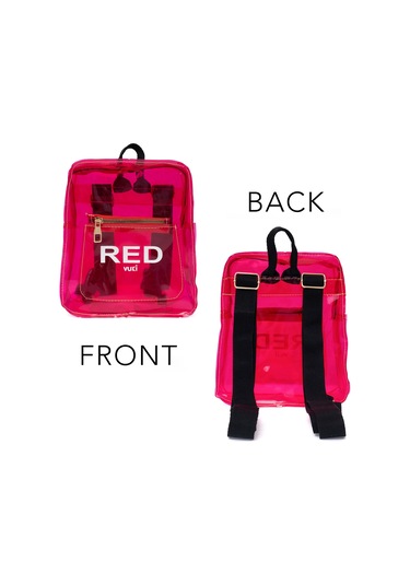 Renkli Şeffaf Mini Sırt Çantası Kırmızı