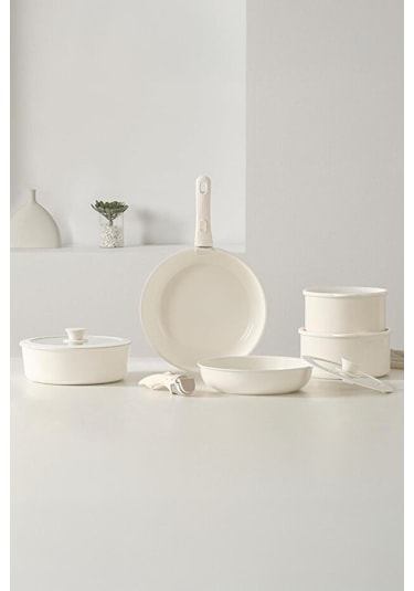 Perotti Beta 15 Parça Seramik Döküm Tencere Tava Seti Beige Bej