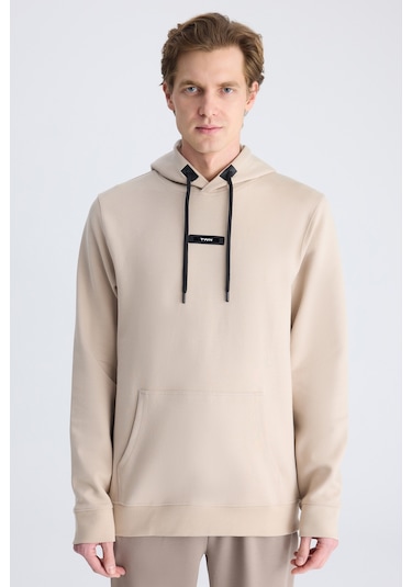 Twn Slim Fit Bej Düz Örgü Pamuklu Sweatshirt 5ece247020042 Bej