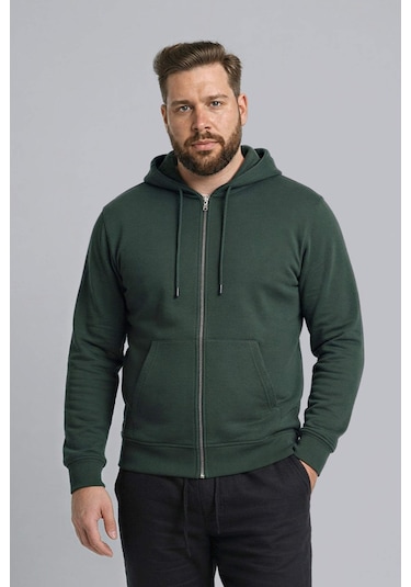 Defacto Büyük Beden Kapüşonlu Fermuarlı Sweatshirt H2059AX26SP