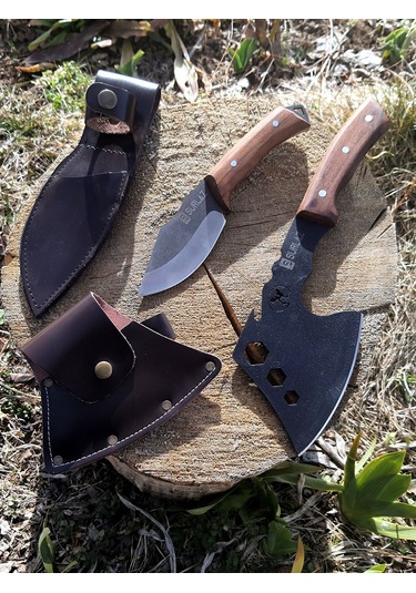 Kamp Balta Bıçak Seti 2 Parça Bıçak Kılıflı Outdoor Bıçak Deri Kılıf