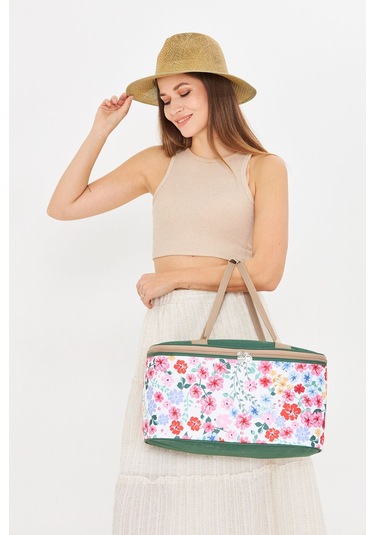 Superbag 22 Litre Piknik/kamp Çantası Sepeti. Termal Termos Çanta Sıcak-soğuk Koruma Sağlar Flower-250135 Flower Çok Renkli