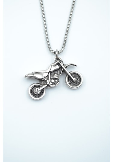 Cross Motor Örme Zincir Kolye Gümüş