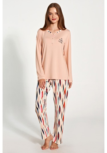 Pijadore 1781 Uzun Kol Kadın Pijama Takımı Somon SOMON