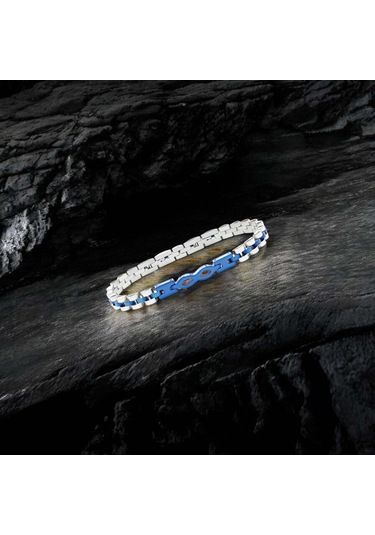 Erkek Sonsuzluk Lacivert Ful Çelik Bileklik 9173 Lacivert