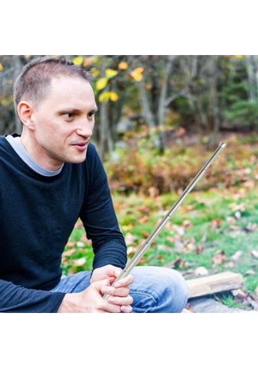 Teleskopik Ateş Başlatıcı Outdoor Üfleme Borusu - 63 CM Gümüş